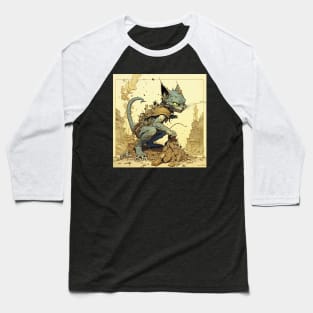 Futuristic Bio Machine Apocalypse Cat Baseball T-Shirt